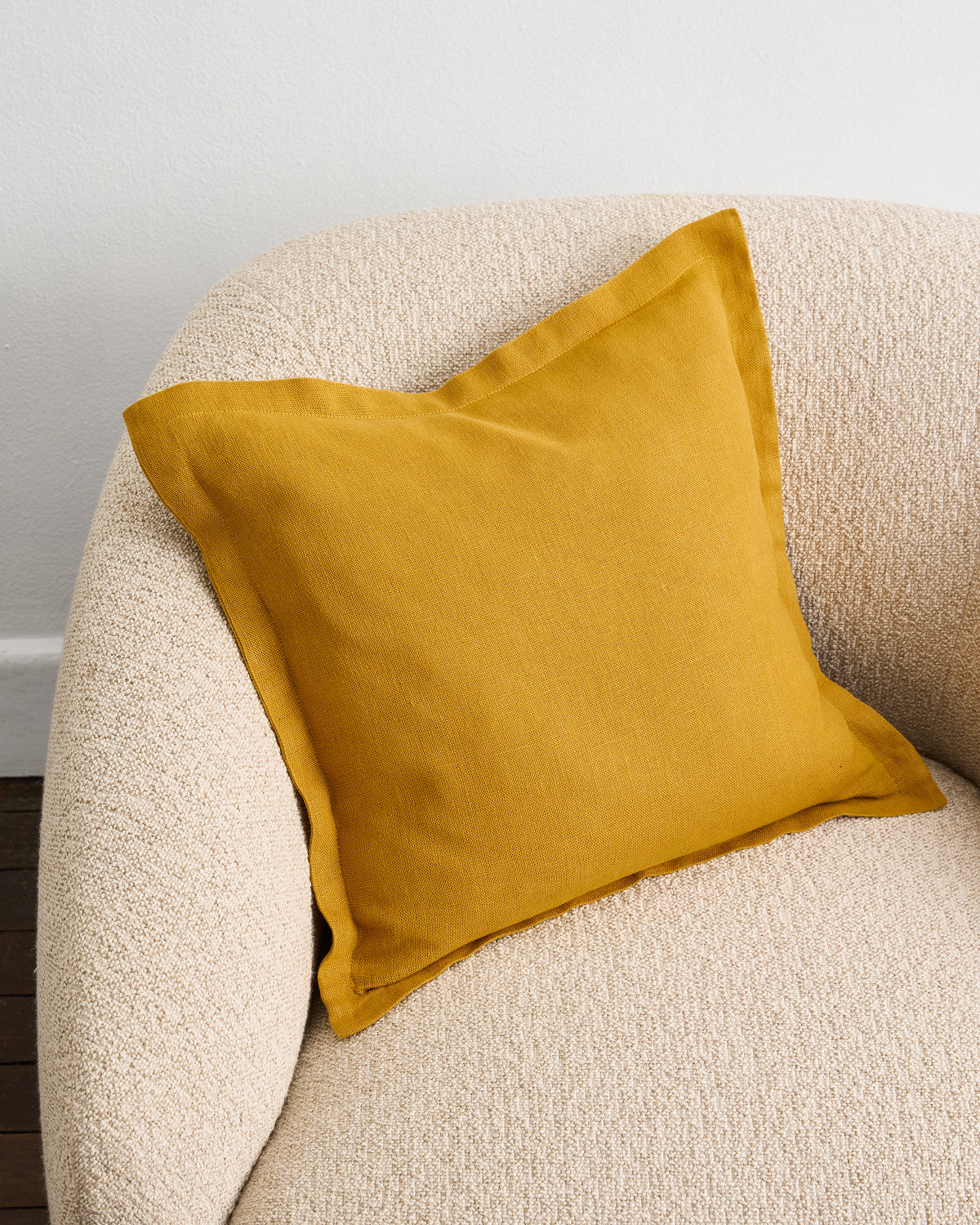 100% French Flax Linen Cushion Cover – Turmeric Bed Threads