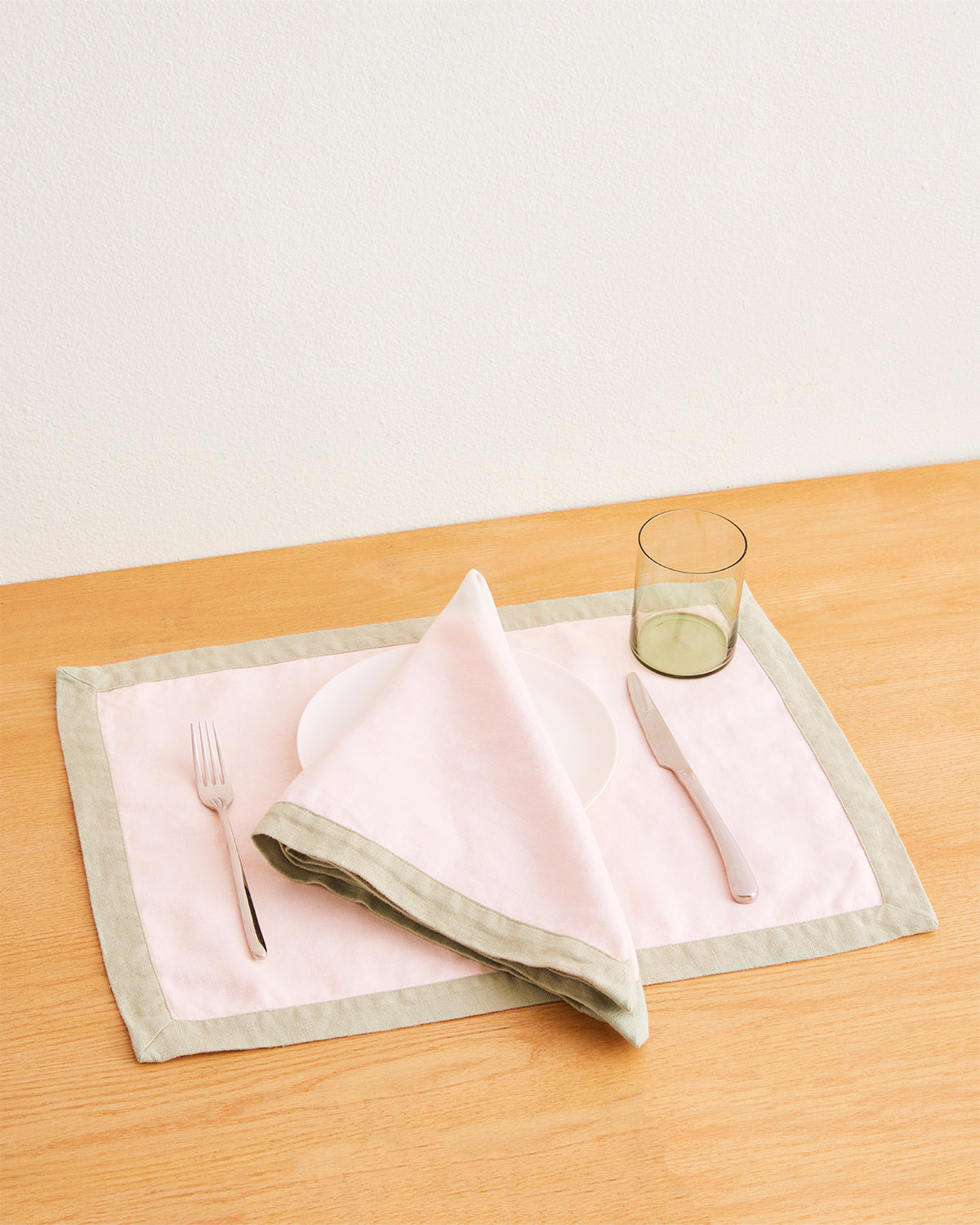 Oatmeal Linen Napkins with Color Edging, set of 8