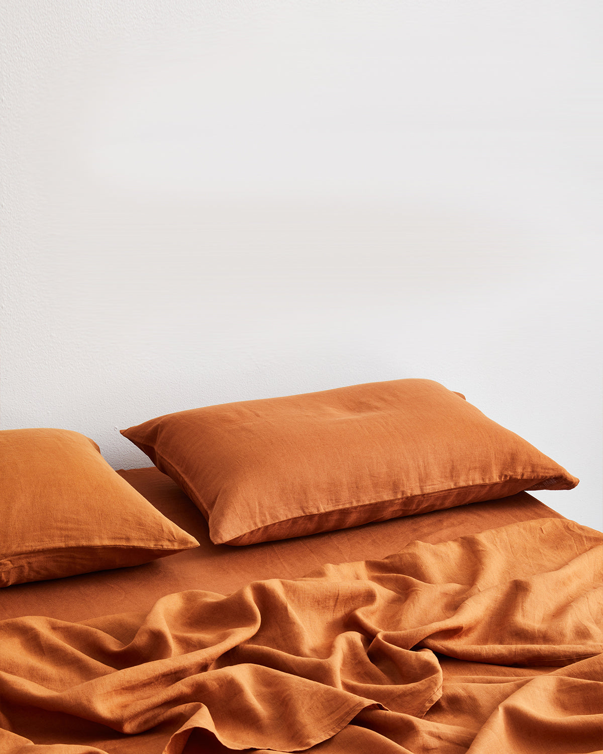 100% French Flax Linen Fitted Sheet Set - Rust | Bed Threads