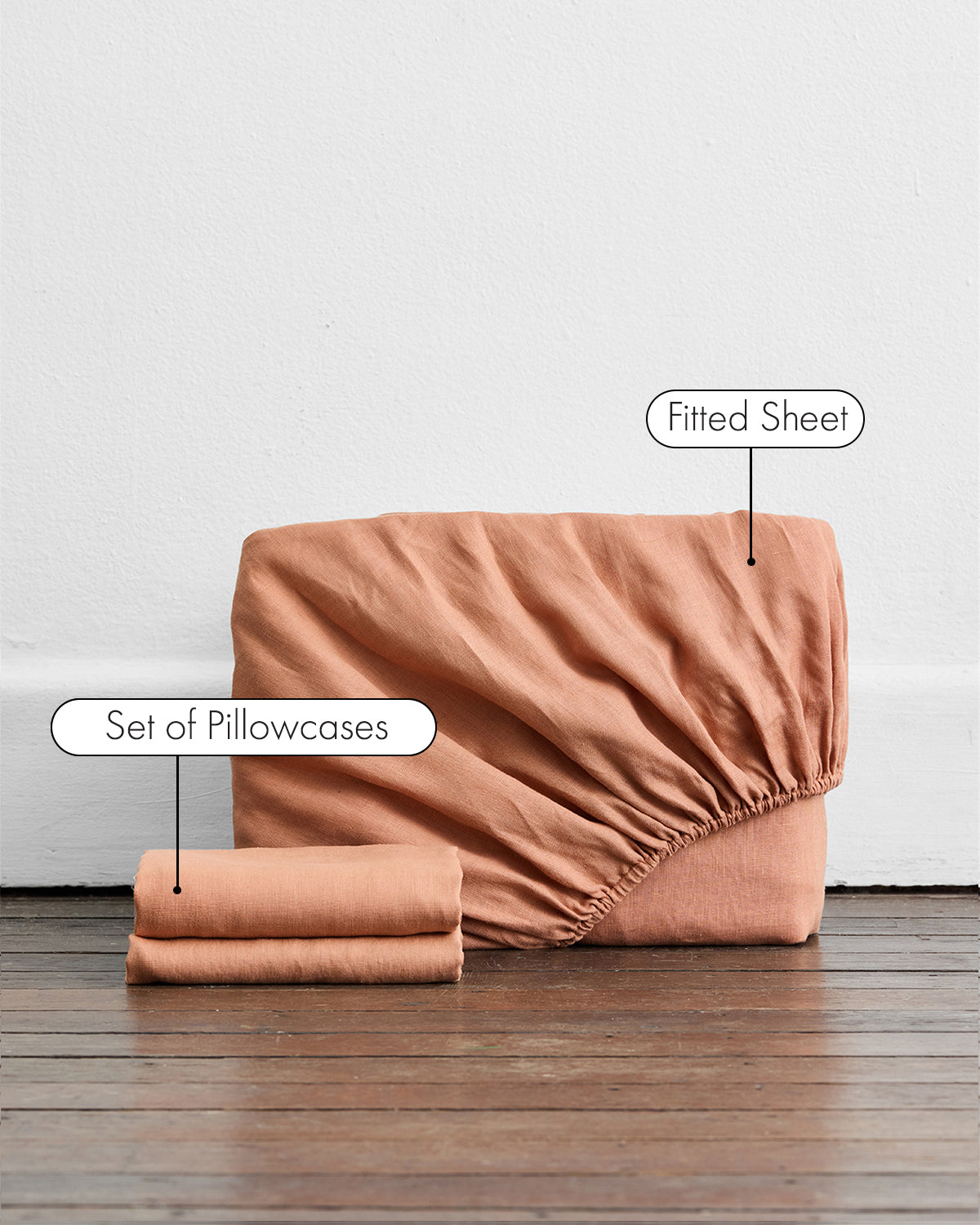 100% French Flax Linen Fitted Cot sheet- Natural Gingham