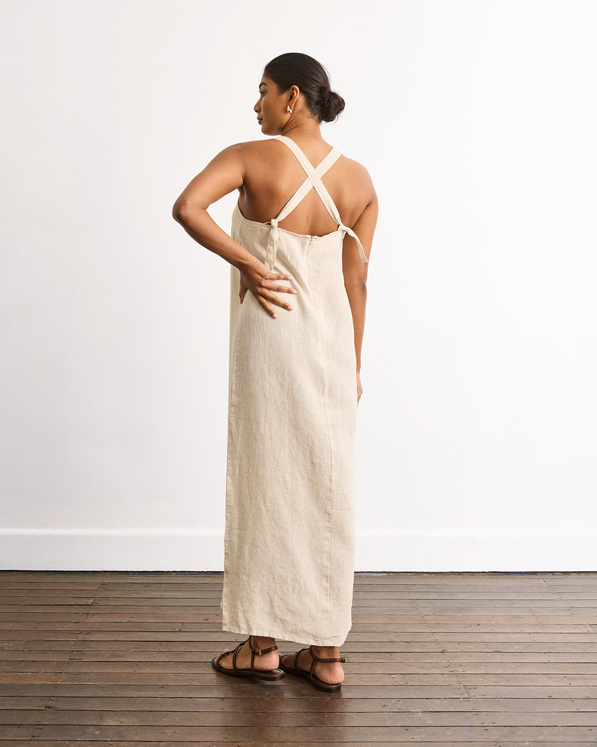 chinese dress ladies Boulevard Linen Maxi Dress in Oatmeal - Small