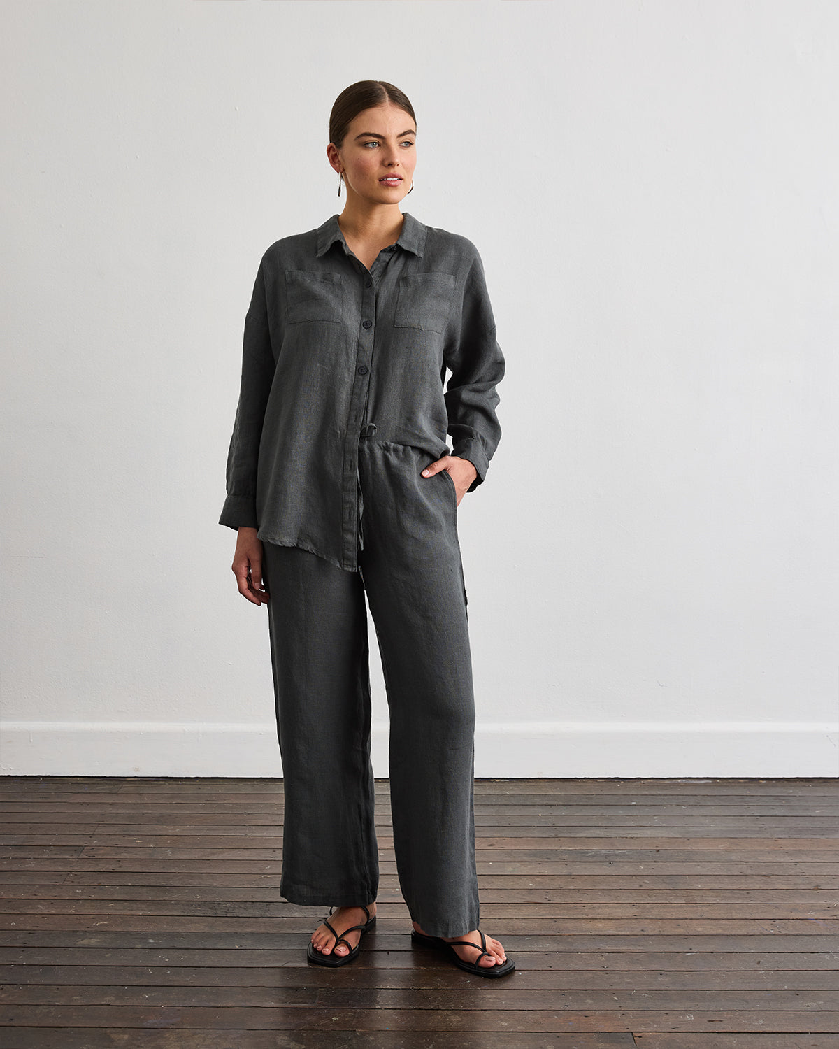 Lounge Linen Pants in Charcoal – Bed Threads