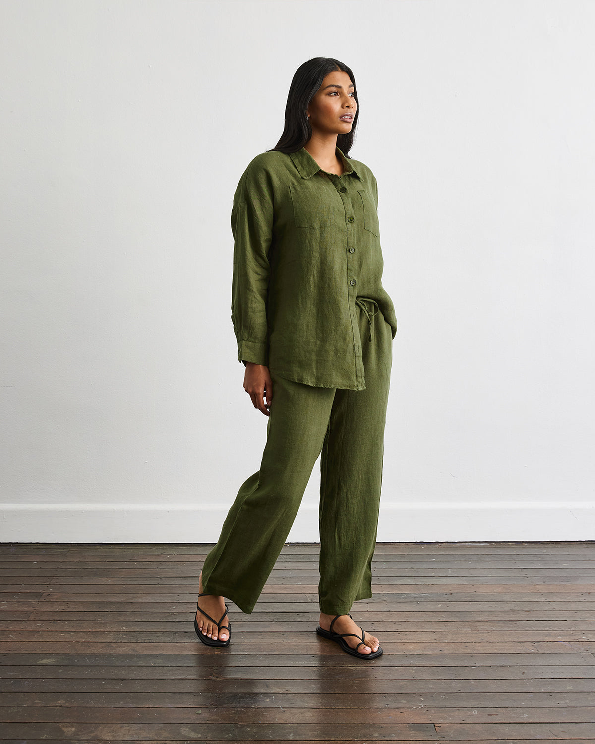 Lounge Linen Pants in Olive – Bed Threads