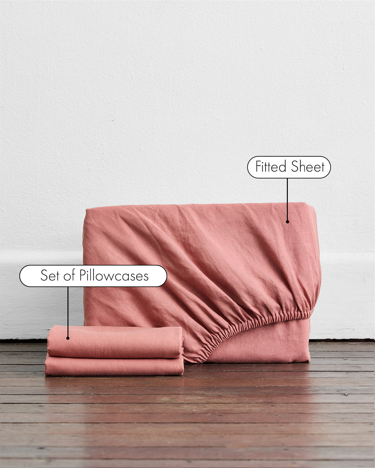 Pink Clay 100 French Flax Linen Fitted Sheet Set Bed Threads