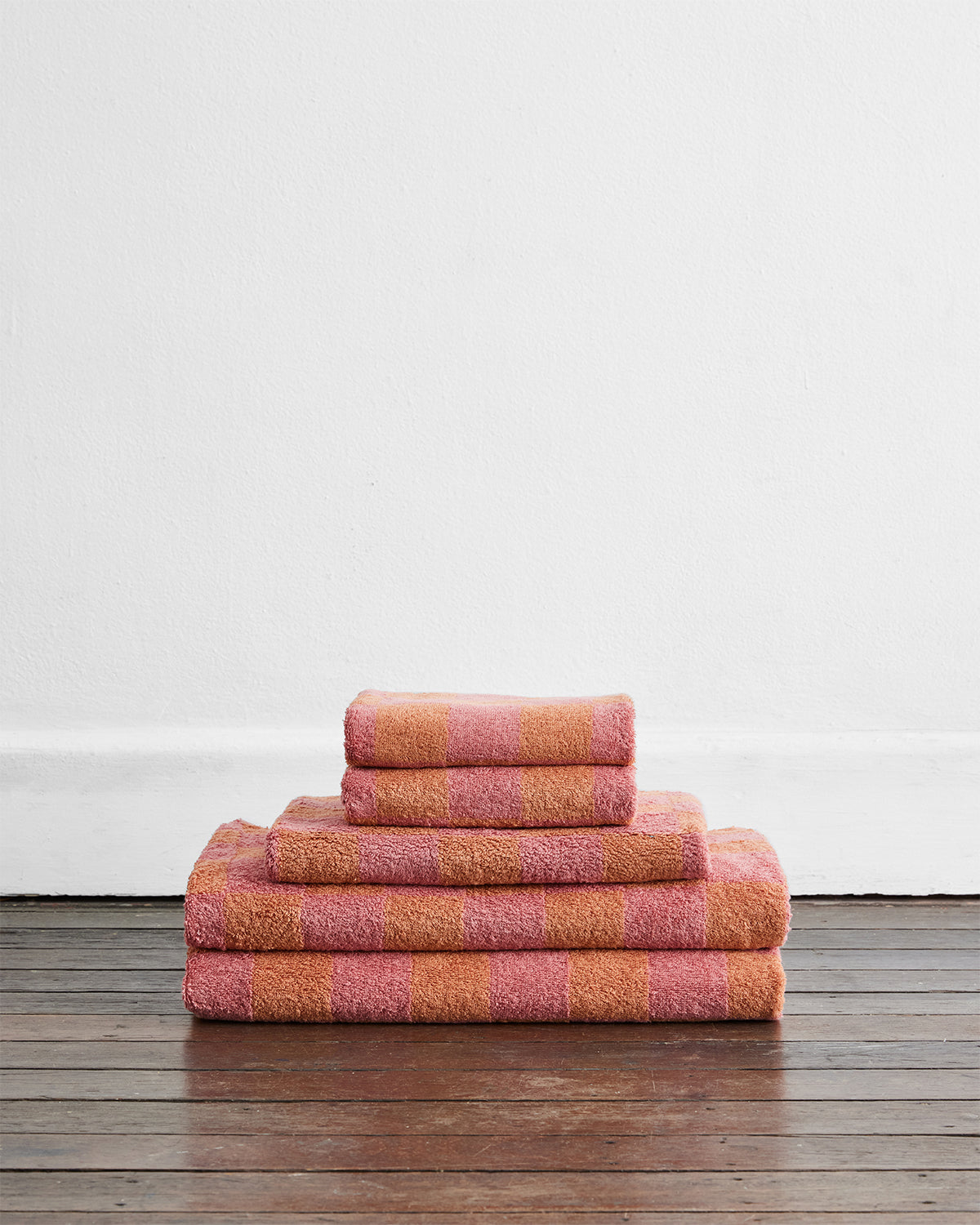 Fog Linen Pink + White Striped Towel - CORK
