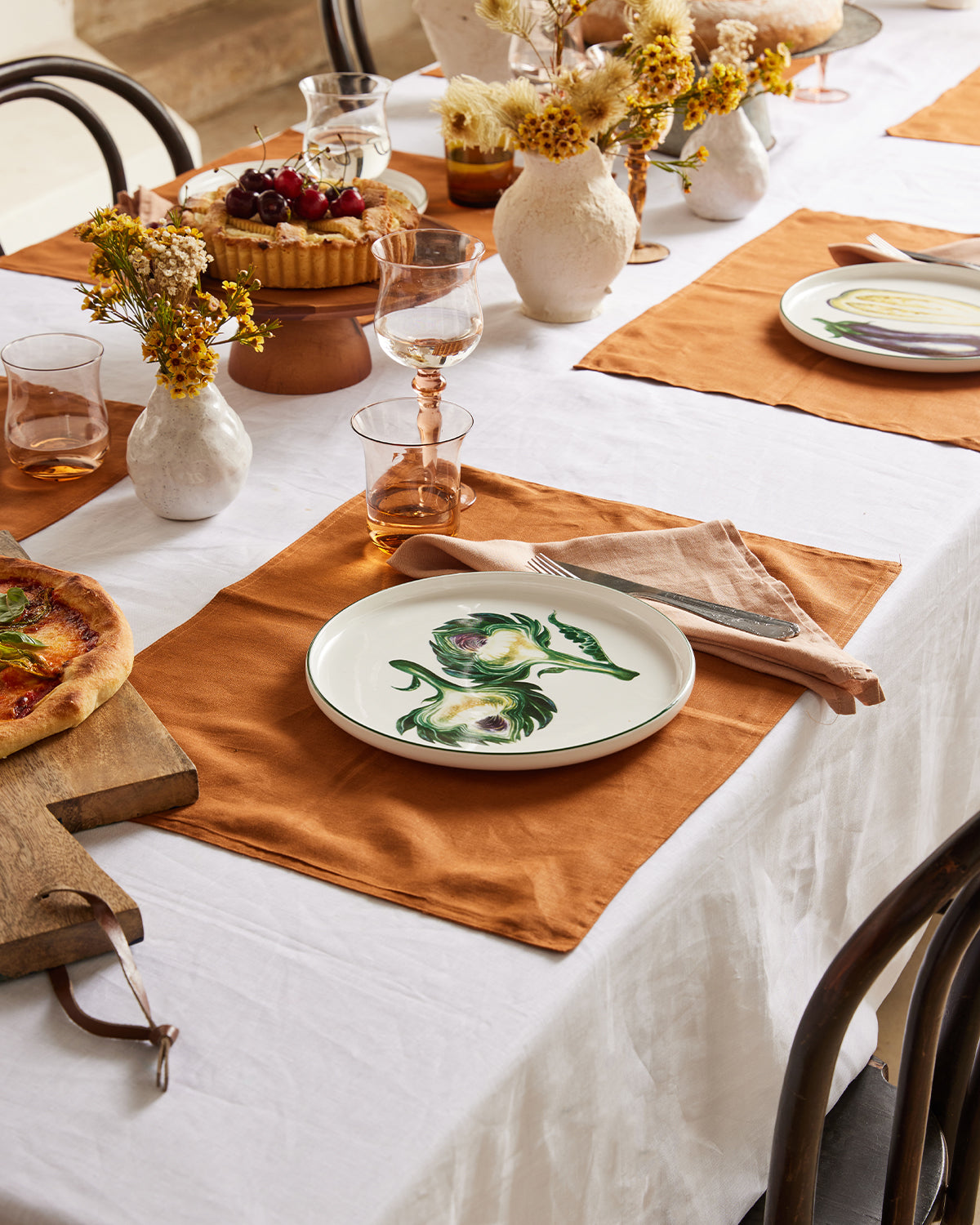 100% French Flax Linen Napkins – Terracotta | Bed Threads