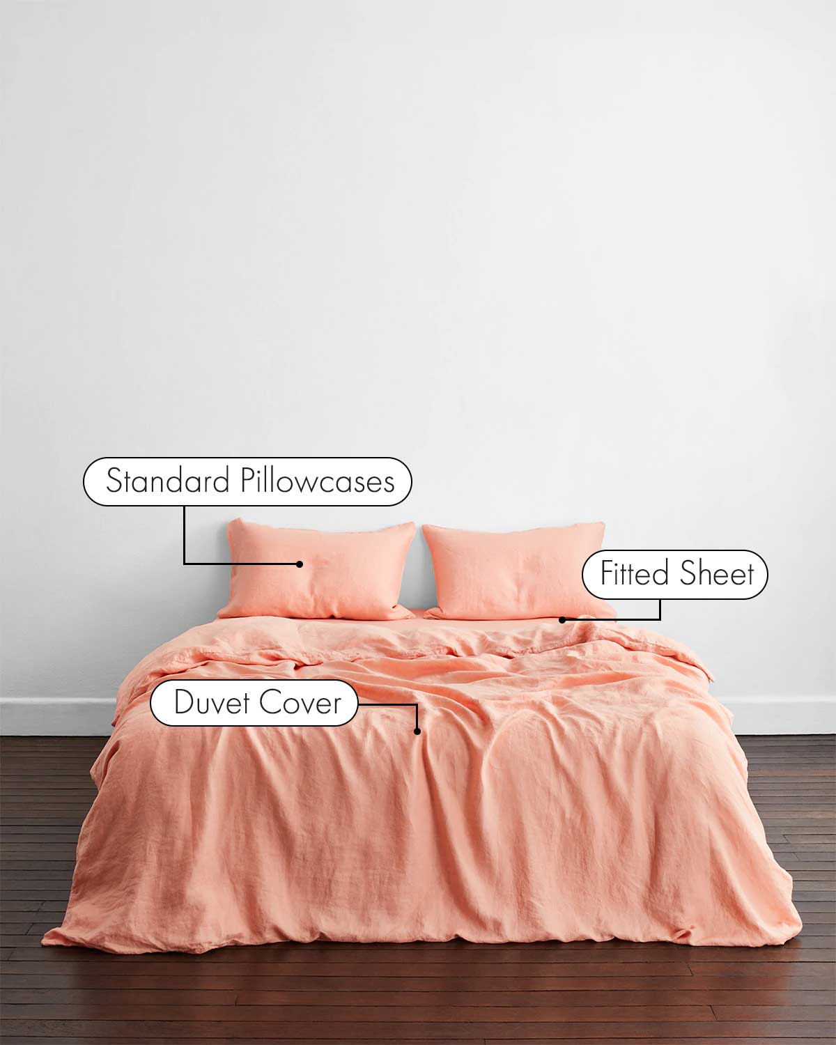 Linen Sheet Set in Peach / Fitted Sheet, Flat Sheet, 2 Pillow Cases / Bed  Linen / King/queen Size 