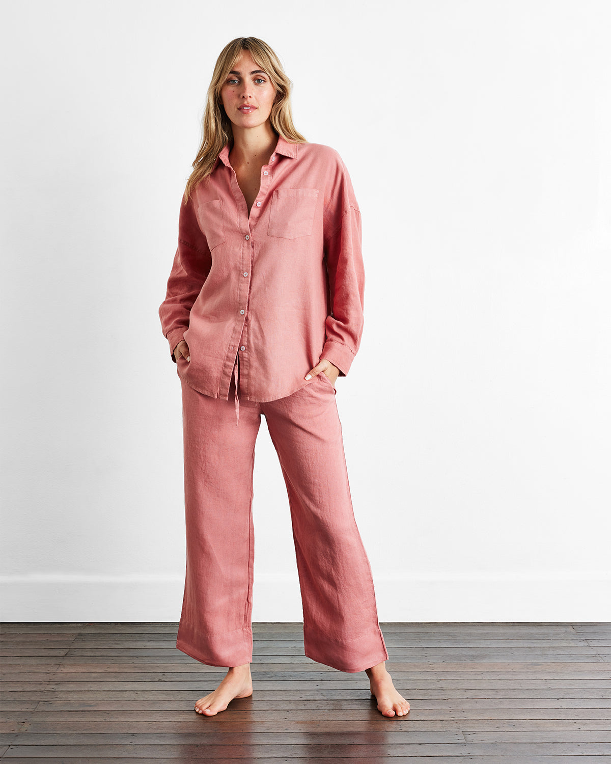 Pink linen 2024 pyjamas