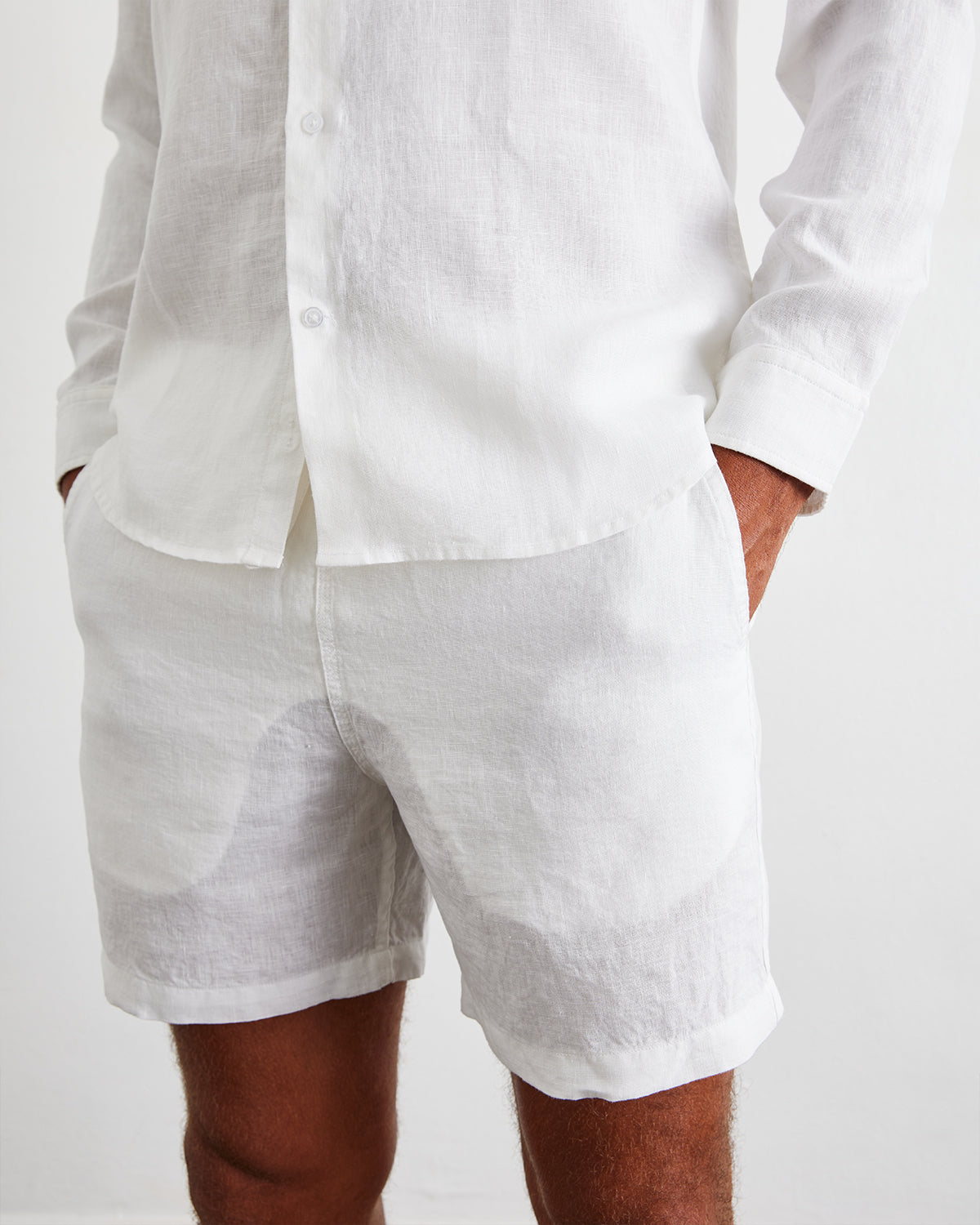 White 100% French Flax Linen Men's Shorts – Bed Threads
