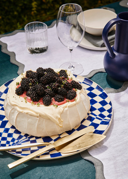 Clementine Day’s Pavlova with Crème Fraiche, Blackberry Curd, and Blackberries
