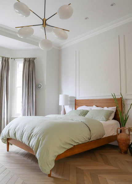 10 Beautiful Bedrooms Featuring Our Sage Linen Sheets
