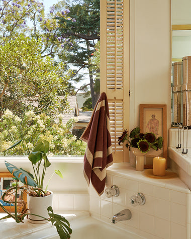 Crème & Cacao Two-Toned 100% Cotton Terry Hand Towels (Set of Two)