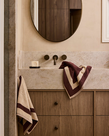 Crème & Cacao Two-Toned 100% Cotton Terry Hand Towels (Set of Two)
