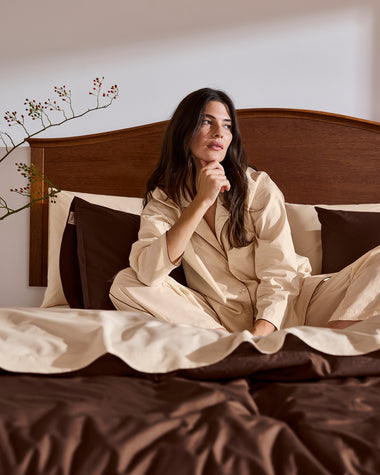 Vanilla & Espresso Piped Long Sleeve Shirt