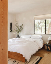 White 100% French Flax Linen Bedding Set - view