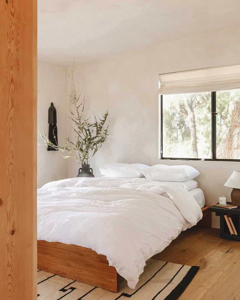 White 100% French Flax Linen Duvet Cover