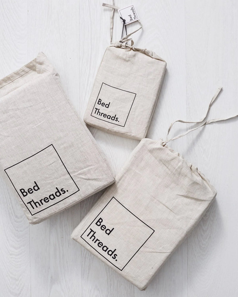White 100% French Flax Linen Fitted Sheet