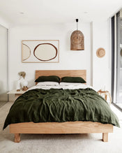 Olive 100% French Flax Linen Bedding Set - view