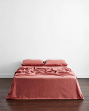 Pink Clay 100% French Flax Linen Sheet Set - view