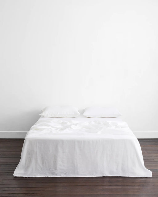 White 100% French Flax Linen Sheet Set