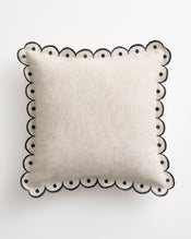 Oatmeal & Charcoal 100% French Flax Linen Arch Cushion Cover - view