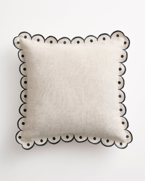 Oatmeal & Charcoal 100% French Flax Linen Arch Cushion Cover