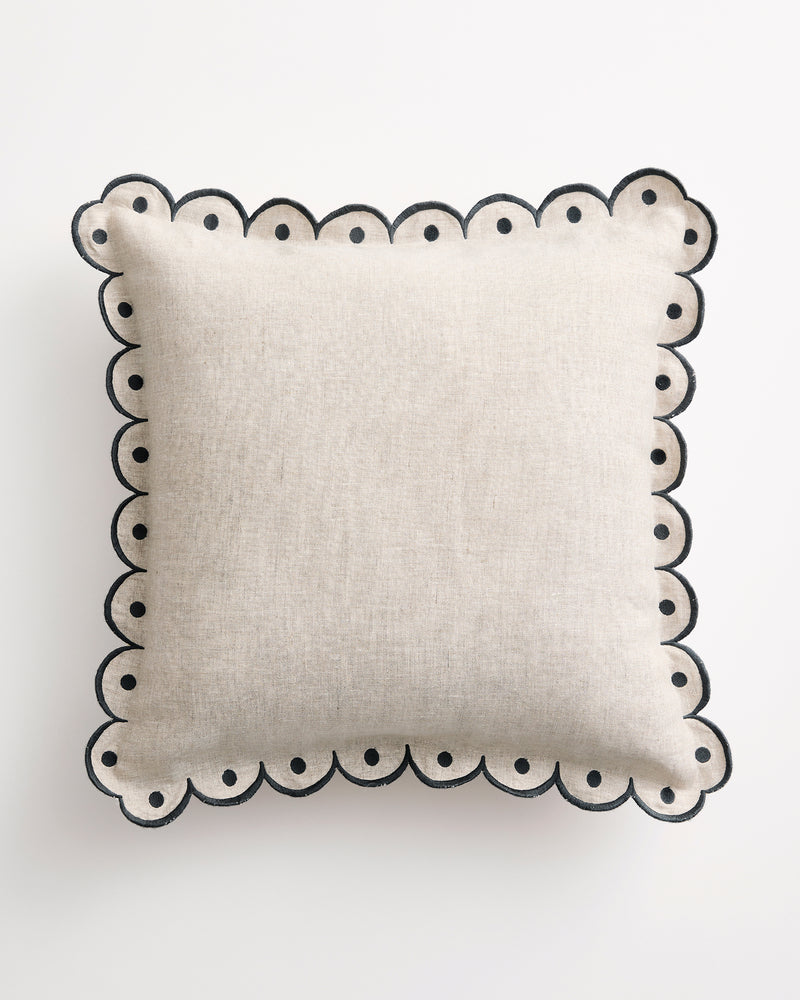 Oatmeal & Charcoal 100% French Flax Linen Arch Cushion Cover
