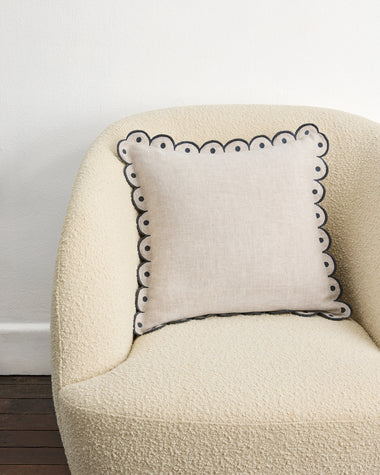 Oatmeal & Charcoal 100% French Flax Linen Arch Cushion Cover