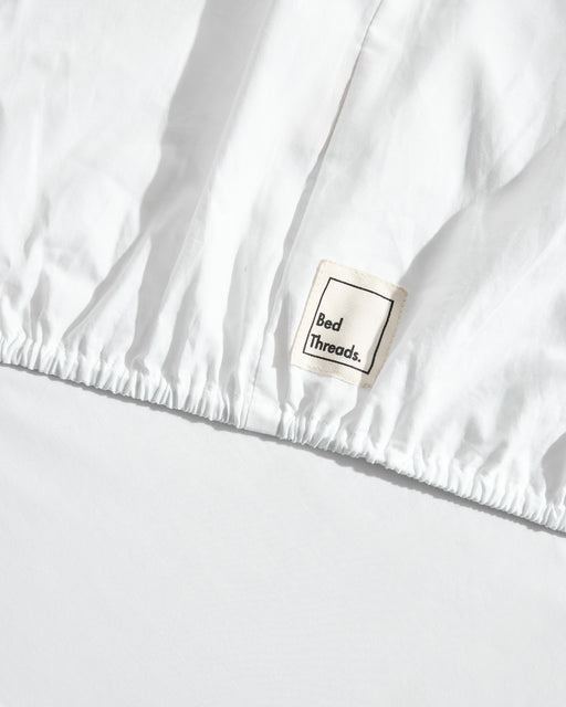 Crisp White Organic Cotton Percale Fitted Sheet