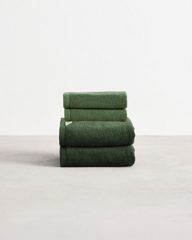 Moss 100% Cotton Terry Hand Towels & Face Washers Bundle