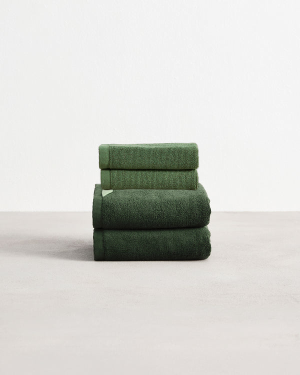Moss 100% Cotton Terry Hand Towels & Face Washers Bundle