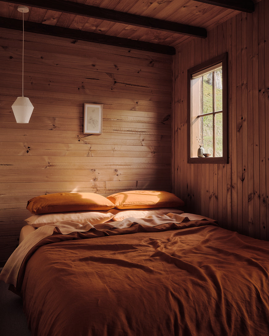 Rust 100% French Flax Linen Bedding Set
