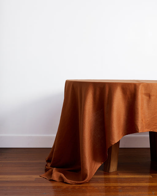 Rust 100% French Flax Linen Tablecloth