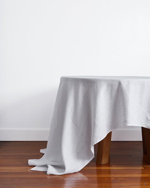 White 100% French Flax Linen Tablecloth