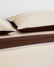 Espresso, Vanilla & Sky Piped 100% Organic Cotton Percale Pillowcases (Set of Two) - view