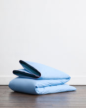 Aegean, Sky & Bubblegum Piped 100% Organic Cotton Percale Duvet Cover Set - view