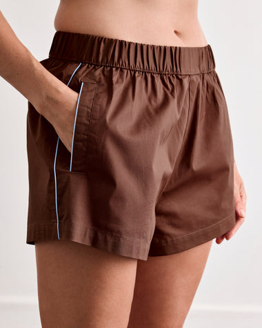 Espresso & Sky Piped Shorts