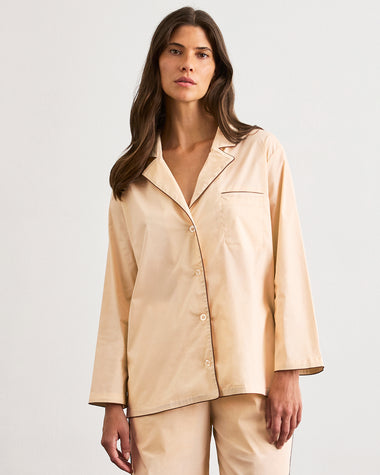 Vanilla & Espresso Piped Long Sleep Set
