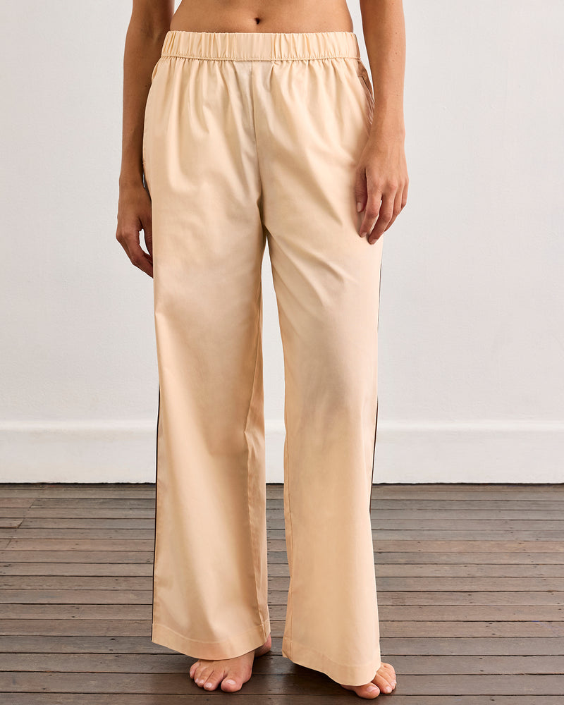 Vanilla & Espresso Piped Long Sleep Set