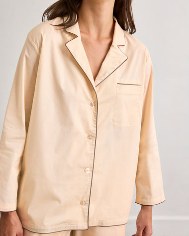 Vanilla & Espresso Piped Long Sleeve Shirt