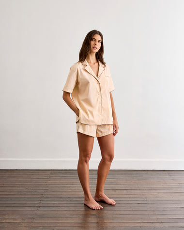Vanilla & Espresso Piped Shorts