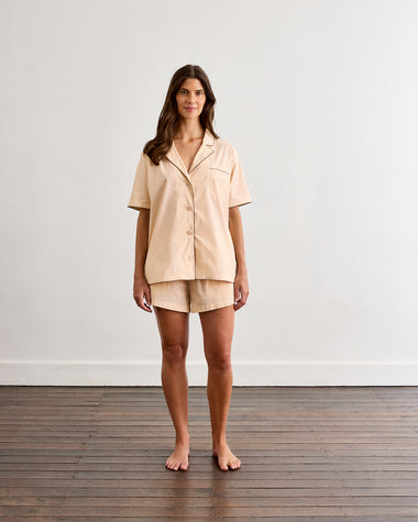 Vanilla & Espresso Piped Short Sleep Set