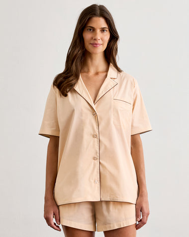 Vanilla & Espresso Piped Short Sleep Set