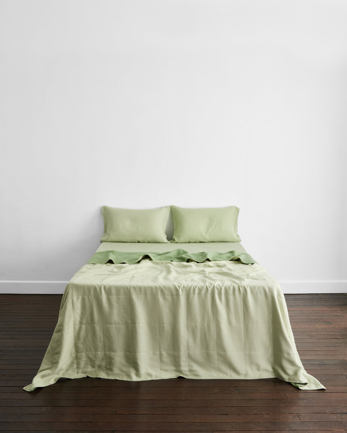 Sage & Pistachio 100% French Flax Linen Quilt Set – Bed Threads