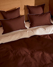 Espresso, Vanilla & Sky Piped 100% Organic Cotton Percale Pillowcases (Set of Two) - view
