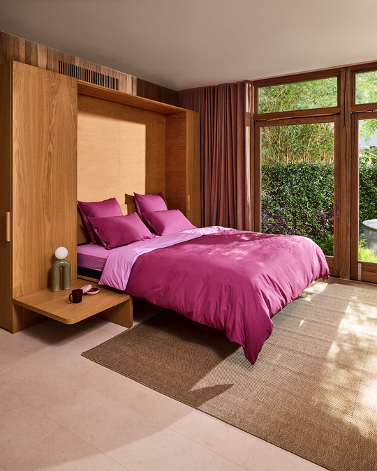 Berry, Bubblegum & Moss Piped 100% Organic Cotton Percale Bedding Bundle