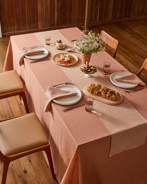 100% French Flax Linen Table Runner - Terracotta | Bed Threads