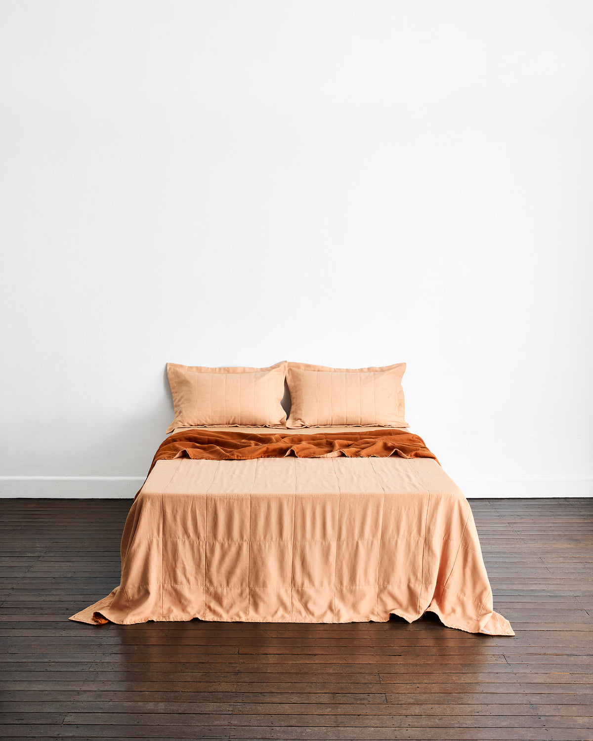 100% French Flax Linen Quilt - Terracotta & Rust | Bed Threads