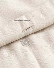 Oatmeal & White Stripe 100% French Flax Linen Duvet Cover - view