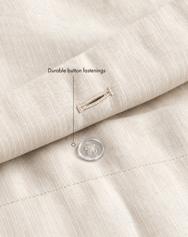 Oatmeal & White Stripe 100% French Flax Linen Duvet Cover